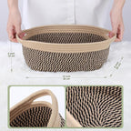 Large Gift Basket Empty with Handles, 12x8x5 inch - Medium Woven Rope Bin for Adult, Men, Boys, Pet Toys, Shelves - With Gift Bag & Ribbon, Washable, Resuable - Dark Brown