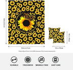 WIBUE Sunflower Throw Blanket 80"x60" with 2 Pcs Pillow Covers 18"x18", Decor Fleece Blanket for Women Men, Fuzzy Soft Cozy Warm Plush Gifts Blankets for Bed Sofa Couch Chair Living Room Bedroom