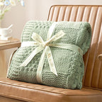 Amélie Home Checkered Chenille Knit Throw Blanket for Couch, Classic Texture Decorative Soft Blanket for Sofa, Chair & Bedroom, 50"x60", Sage Green