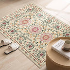 Door Mat Floral Entryway Rug, Washable Samll 2x3 Rugs, Boho Yellow Front Door Mats, Non Slip & Low Pile Throw Accent Carpet for Indoor Entrance, Bathroom and Kitchen(Yellow 2x3ft)