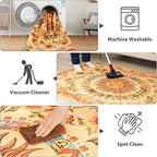 Ultra Thin Washable Mystical Rugs Stain Resistant, Sun and Moon 5x7 Area Rugs Non Slip - Retro Yellow Hippie Floral Throw Rugs for Living Room Bedroom Entryway, Trendy Indie Dorm Tapestry Rug