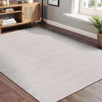 Beverly Rug Easy Jute Off White Rug 5x7 Solid Washable Durable Outdoor Indoor Area Rugs for Living Dining Room Patio Office Stain Resistant Non Shedding Casual Indoor Outside Carpet (5 x 7 Off-White)