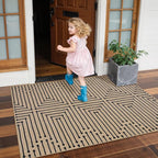 Lahome Boho 3x5 Washable Rugs for Entry, Easy Jute Indoor Outdoor Porch Rugs, Maze Lines Modern Throw Rug Non Slip Stain Resistant Door Mat for Bedroom Living Room Deck