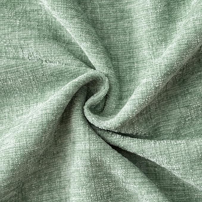 MIULEE Pack of 2 Couch Throw Pillow Covers 12x20 Inch Soft Greyish Green Chenille Lumbar Pillow Covers for Sofa Living Room Solid Dyed Cases