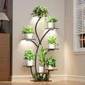 Plant Stand Indoor with Grow Light, 55'' Corner Plant Stands for Indoor Plants, 7 Tiered Indoor Plant Shelf, Flower-Shaped Plant Rack, Metal Display Shelves for Living Room Patio Balcony Decor Black