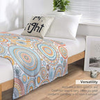 Boho Floral Throw Blanket Abstract Mid Century Mandala Bohemian Blanket for Sofa Bed Couch Chair Or Dorm 70"x80"