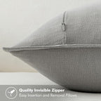 MIULEE Decorative Linen Euro Sham Pillow Covers 22x22 Inch Light Gray Boho Farmhouse Neutral Couch Throw Pillows for Bed Pack of 2 Accent Modern Pillowcase Sofa Livingroom Home Decor
