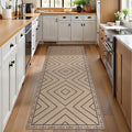 Tangsoo Easy Jute Rug 2x6 Washable Runner Rug for Hallways,Neutral Geometric Ultra Thin Indoor Carpet Runner Farmhouse Long Rnner Mat for Kitchen Entryway Laundry