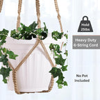 Giant XXL 55 Inches Macrame Planter Hanger Large for 15 inch Pot + Swag Hook | Extra Large Hanging Planter for Indoor Plants | No Pot/Plant Included (XXL Jute)