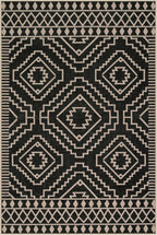 Lahome Bijou Moroccan Easy Jute 6x9 Rug for Living Room, Washable Indoor Outdoor Patio Rug, Farmhouse Dining Room Carpet Non Slip Contemporary Black Carpet for Backyard Deck Office Decor