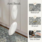 GENIMO Kitchen Mats for Floor, 2PCS Kitchen Rugs Non Slip Washable, Waterproof Anti Fatigue Mat, Comfort Standing Runner Rug for Sink, Office, Laundry, Home, 17.3"x47"+17.3"x30", Slate Blue
