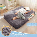 MAXYOYO Bean Bag Chair Bed for Kids, Convertible Bean Bag Folds from Lazy Chair to Floor Mattress Bed, Stuffed Floor Sofa Couch for Boys and Girls, High-Density Foam Filling, Dark Grey