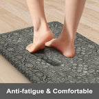 KIMODE Anti Fatigue Kitchen Mat, Cushioned Farmhouse Kitchen Runner, Non Slip Waterproof Kitchen Mat for Floor, Comfort Foam Standing Desk Mat for Laundry, Office, Sink Green/Grey 17.3"x59"