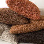 Foindtower Set of 2 Curly Teddy Wool Pillow Covers Decorative Boucle Textured Lumbar Throw Pillow Faux Fur Sherpa Pillowcases Sheepskin Fuzzy Cushion Case for Sofa Bedroom Car 12"x20" Burnt Orange