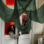 Set of 5 Halloween Creepy Gauze Cloth Decoration, Green Scary Halloween Gauze Tapestry Indoor Outdoor Decor, Spooky Decorations for Home Wall Yard Haunted House Party Supplies, 72 x 30 inch