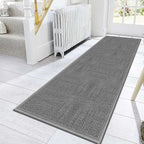 GOYLSER 12ft Hallway Runner Rugs Non Skid Washable, Absorbent Jute Kitchen Sink Rug Floor Runner Non Skid, Grey Long Laundry Room Rug Runner Mat