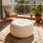 Thgonwid Unstuffed Moroccan Ottoman Pouf Cover, Ottoman Footstool Storage Solution, Bean Bag Chair, Foot Rest, Ivory White