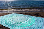 ANJANIYA Ombre Wall Hanging Bohemian Tapestry, Metallic Wall Art Bedspread, Psychedelic Hippie Mandala Dorm Décor for Hanging, Bedding, Beach Coverlet Curtain, Green, 54"X60"