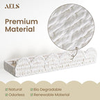 AELS Scalloped Nursery Bookshelf, Set of 4, Picture Ledge Shelf for Wall Decor, Woven Natural Fibre Floating Shelves for Books, Toys, Photo Frames, Nursery, Boho Modern Farmhouse Book Shelf, White