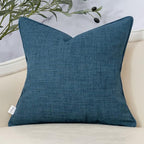 Yangest Patchwork Pillow Cover 24x24 Inch Luxury Cotton and Linen Cushion Cover Square Pillowcover for Couch Bedroom Living Room, Blue