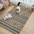 Lahome Easy Jute Boho Area Rugs for Entryway, 3x5 Washable Rug Non Slip Indoor Outdoor Carpet, Small Geometric Print Distressed Rugs, Low Pile Front Door Carpet for Porch Balcony