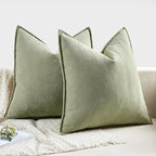 MIULEE Pack of 2 Sage Green Decorative Pillow Covers 20x20 Inch Soft Chenille Luxurious Couch Throw Pillows Farmhouse Cushion Covers with Elegant Design for Sofa Bedroom Living Room Spring Home Decor