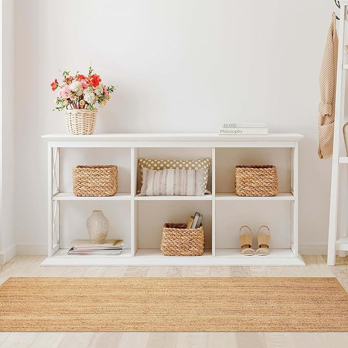 Superior Braided Jute Handwoven Indoor Runner Rug, Floor Decor For Hallway, Living Room, Dining Room, Bedroom, Office, Dorm, Kitchen, Entry, Hand-Woven Modern Farmhouse Rugs, 2' 6" x 8', Natural Tan