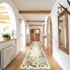 Lahome Floral Hallway Runner Rug Non Slip, 2'6''x10' Washable Runner Soft Ultra-Thin Soft Hallway Rug, Distressed Long Carpet for Entryway Bathroom Flore, Beige