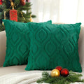 decorUhome Cozy Textured Throw Pillow Covers 16x16 Inch Set of 2, Soft Plush Faux Wool Green Accent Couch Pillow Covers for Modern Farmhouse Sofa Bed Living Room