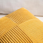 Fancy Homi 2 Packs Gold Yellow Lumbar Decorative Throw Pillow Covers 16x28 Inch for Couch Bed Sofa, Rustic Farmhouse Boho Spring Home Decor, Soft Striped Corduroy Rectangle Accent Cushion Case 40x70cm
