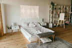 kiido Large Macrame Wall Hanging 47"×33" Boho Tapestry Woven Wall Decor- Cotton Tassel Macrame Curtain Beige Chic Bohemian Wall Art for Home Living Room Bedroom Dorm Wedding (Includes Hanging Rod)