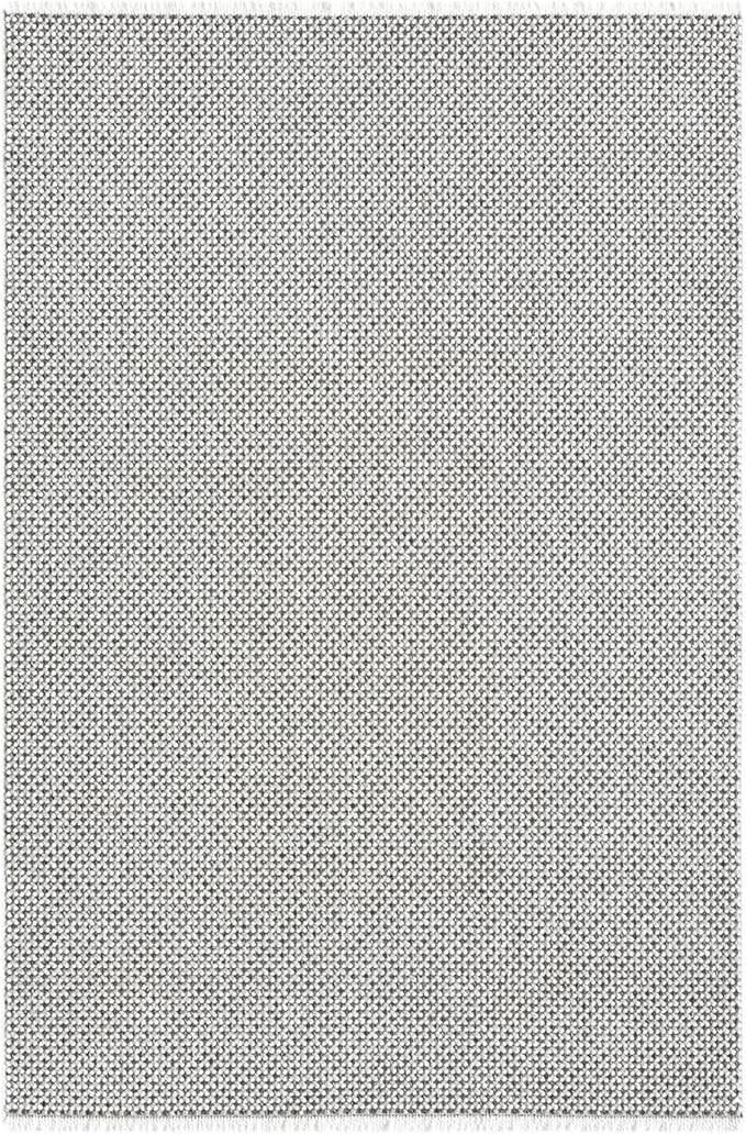 LUXE WEAVERS Solid Machine Woven White Dark Gray 4x6 Area Rug, Indoor Stain-Resistant Carpet
