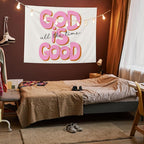 AQYIP God Is Good All the Time Christian Tapestry, Bible Verse Tapestry Decorative, Religious Scripture Wall Tapestries Blanket Decor for Home Office Church Prayer Room, 50x60 Inch