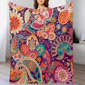 Boho Paisley Floral Throw Blanket Mandala Indian Bohemian Colorful Flowers Blanket for Sofa Bed Couch Chair Or Dorm 30"x40"