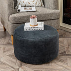 Asuprui Pouf Ottoman Unstuffed Ottoman Foot Rest No Filler Soft Foot Stool 20x20x12 Inches Fuzzy Chair Floor Pouf Chair with Storage for Living Room Bedroom Dark Gray