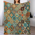 Boho Floral Throw Blanket Mandala Colorful Bohemian Flowers Art Pattern Blanket for Sofa Bed Couch Chair Or Dorm 40"x50"