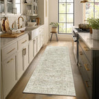 2'x6' Washable Runner Rug Utral Soft Lightweight Vintage Boho Distressed Non-Slip Backing,Low Pile Stain Resistant Farmhouse Rug for High-Traffic Hallway, Kitchen & Laundry