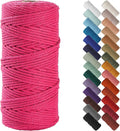 NOANTA Hot Pink Macrame Cord 3mm x 109yards, Colored Macrame Rope, Cotton Rope Macrame Yarn, Colorful Cotton Craft Cord for Wall Hanging, Plant Hangers, Crafts, Knitting