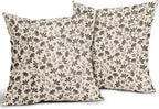 Dark Brown Floral Pillow Covers 16x16 Set of 2 Vintage Rustic Old Style Cute Small Flower Print Decorative Outdoor Pillowcases Farmhouse Throw Cushion Case Decor for Couch Sofa Bed