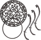 OwnMy Heavy Duty Cast Iron Plant Stand Vintage Iron Flower Pot Holder, Rustic Decorative Round Potted Plant Stand Rack, Indoor Outdoor Metal Plant Holder for Home Garden