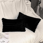 2 Pack 12x20 Pillow Cover Velvet Pillow Covers, Faux Fur Oblong Throw Pillow Covers for Living Room Decorations Throw Pillow Case, Throw Pillow Cover Cushion Cover for Home Sofa Bedroom Car, Black