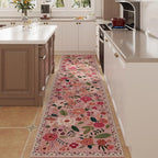 Rugcomf Runners for Hallways Kitchen Runner Rug Non Slip 2'x 10' Long Washable Rugs with Rubber Backing Soft Floral Carpet Runner for Hallways, Kitchen, Laundry, Bedroom, Bathroom(Pink)