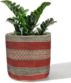 Jute Planter Basket Woven Basket for 8" Flower Pot Floor Indoor Planters, 10” x 10” Storage Organizer Basket Rustic Home Decor, Boho Storage Earth-Friendly Planter (10x10 Inches, Red Diamond 25)