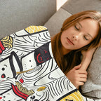 Cute Noodle Ramen Cup Throw Blanket - 60x80in,Ultra Soft, Cozy Lightweight Flannel,Japanese Cuisine Smiling Face Blankets - Gifts for Kids & Food Lovers,for Couch Home Living Room Decor