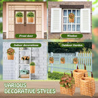 Yinkin 3 Pack 6 Inch Small Wall Hanging Basket Woven Wood Storage Basket Hanging Rope Organizer Flower Plants Vegetable Wall Decoration for Porch Living Room Bedroom Home(Brown)