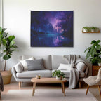 Xolytar Purple Galaxy Forest Tapestry - Starry Night Sky with Misty Trees & Lake Reflection, Dreamy Indie Aesthetic, Cosmic Wall Art for Teen Girls Bedroom Dorm Decor (50x60)