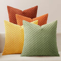 MIULEE Burnt Orange Decorative Throw Pillow Covers for Couch Modern Striped Cushion Covers Soft Corduroy Pillowcase Home Decor for Bed Sofa Living Room 20x20 Inch Set of 4 Yellow Orange