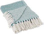 DII Woven Throw Collection 100% Cotton, Basketweave, 50x60, Teal