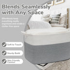 Goodpick 105L Extra Large Woven Blanket Basket Cotton Rope Storage Baskets for Organizing, Rectangle Baby Laundry Basket for Living Room Home Decor, 25"x16"x16", White & Gray