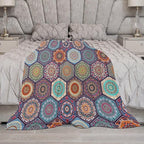 Boho Floral Throw Blanket Vintage Bohemian Flower Patterned Blanket for Sofa Bed Couch Chair Or Dorm 40"x50"